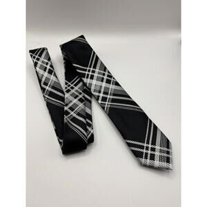 URBAN BEHAVIOR Stylish Black and White Plaid Tie
